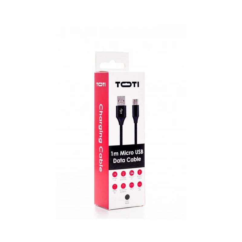 SEEK TOTI USB A to Micro USB, 1m Braided cable 2A, Black