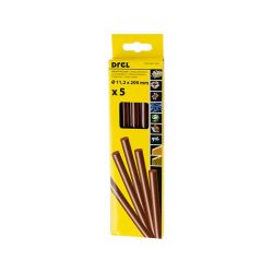 Hot glue sticks 11,2 mm × 200 mm, brown-colored, 5 pcs.
