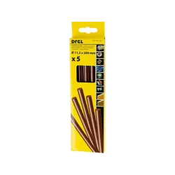 Hot glue sticks 11,2 mm × 200 mm, brown-colored, 5 pcs.