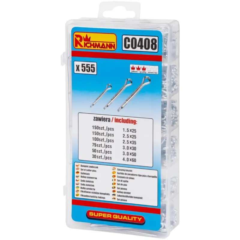 Locking split pin kit 555 pcs.