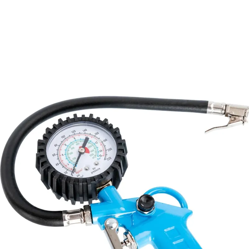 Tire inflation gun with pressure gauge