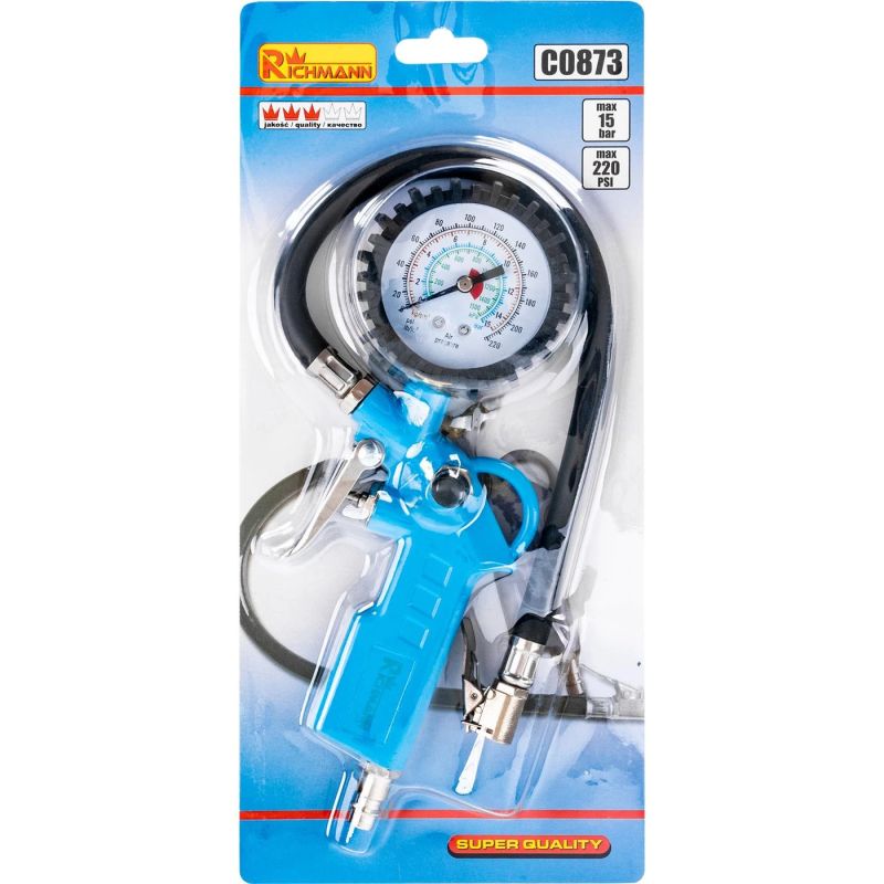 Riepu pumpēšanas pistole ar manometru