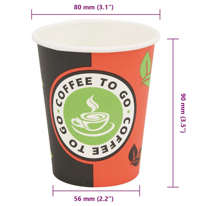 vidaXL vienreizējās lietošanas krūzes, 1000 gab., 240 ml ,8oz,, papīrs