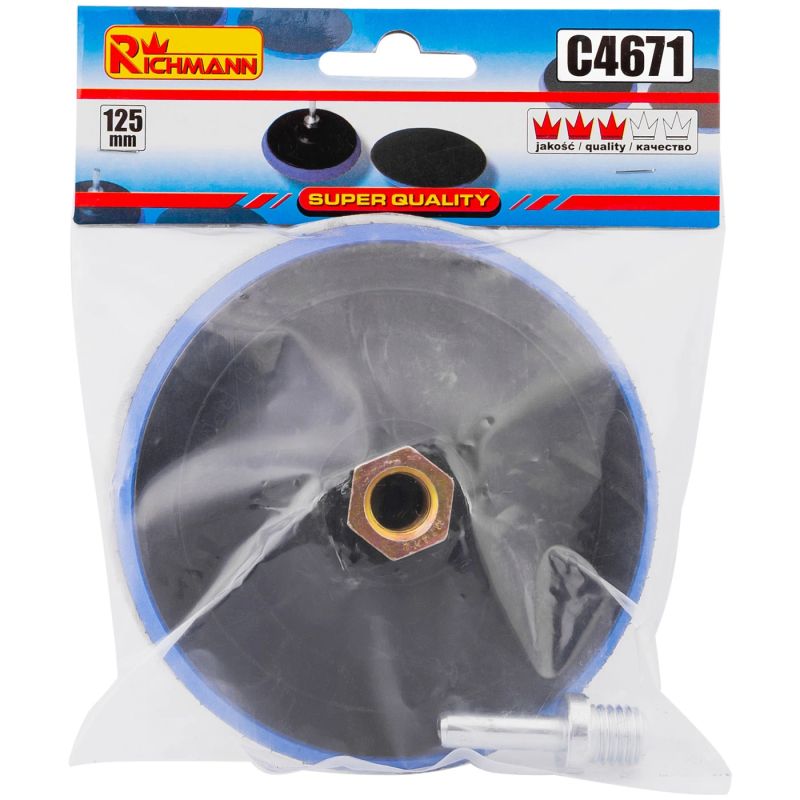 Abrasive disk with velcro, 125 mm,with 8 mm adapter