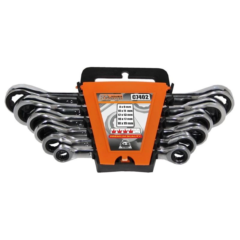 Double gear wrenches 8-19mm, 6 pcs, fully polished