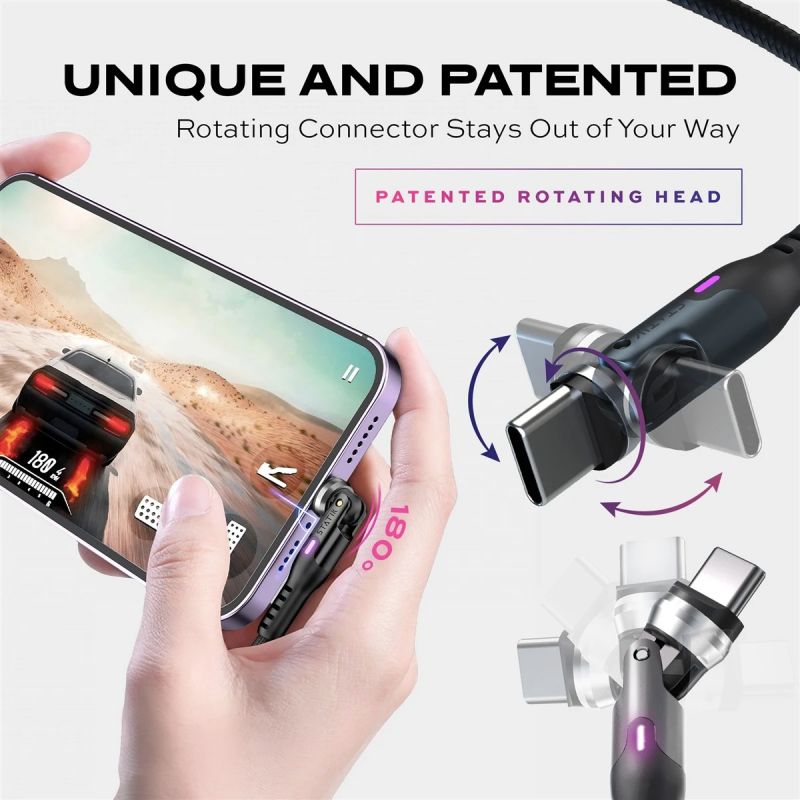 STATIK PowerPivot Pro Nylon Braided Cabel, USB-C to USB-C, 1m, Black