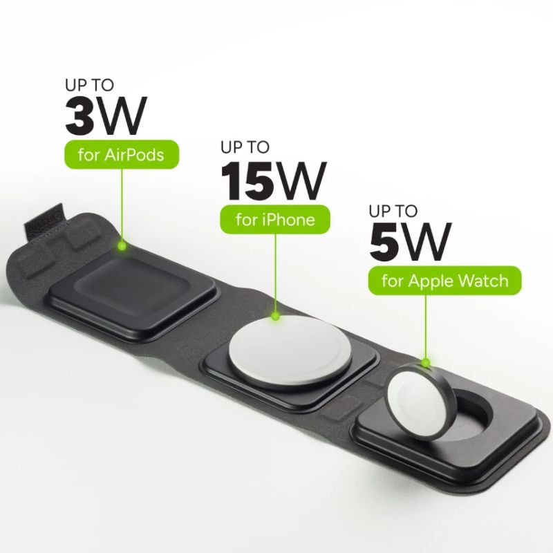 mophie-3in1 travel charger MagSafe with adapter EU Black