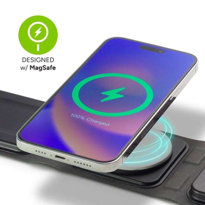 mophie-3in1 travel charger MagSafe with adapter EU Black