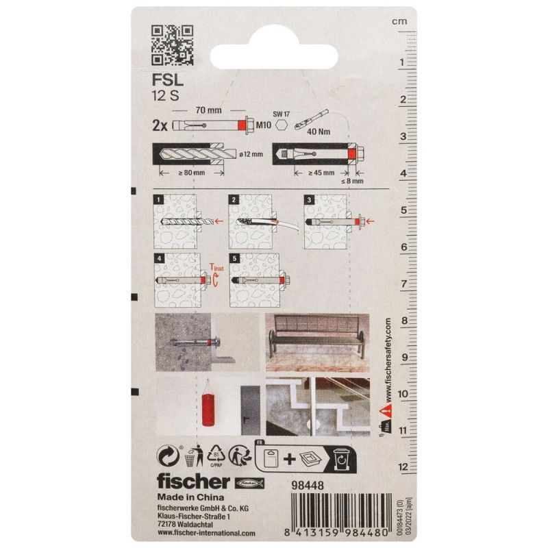Fišera enkurs ar skrūvi FSL 12 S 2gab.