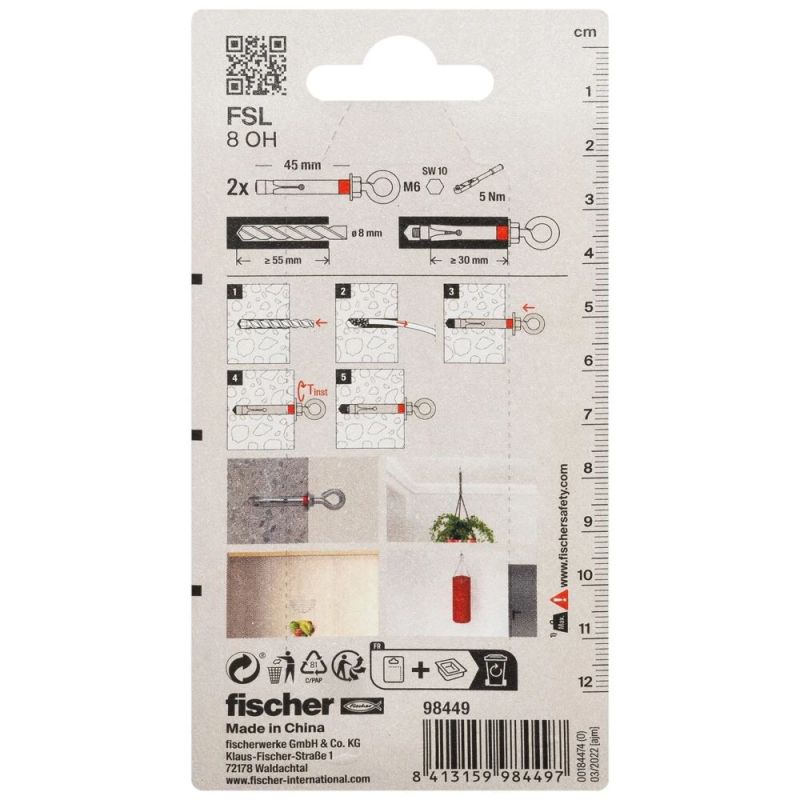 Fišera enkurs ar O veida āķi FSL 8 OH 2gab.