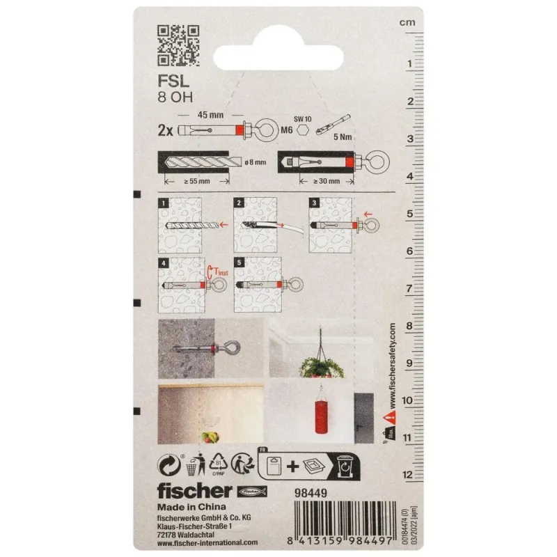 Fišera enkurs ar O veida āķi FSL 8 OH 2gab.