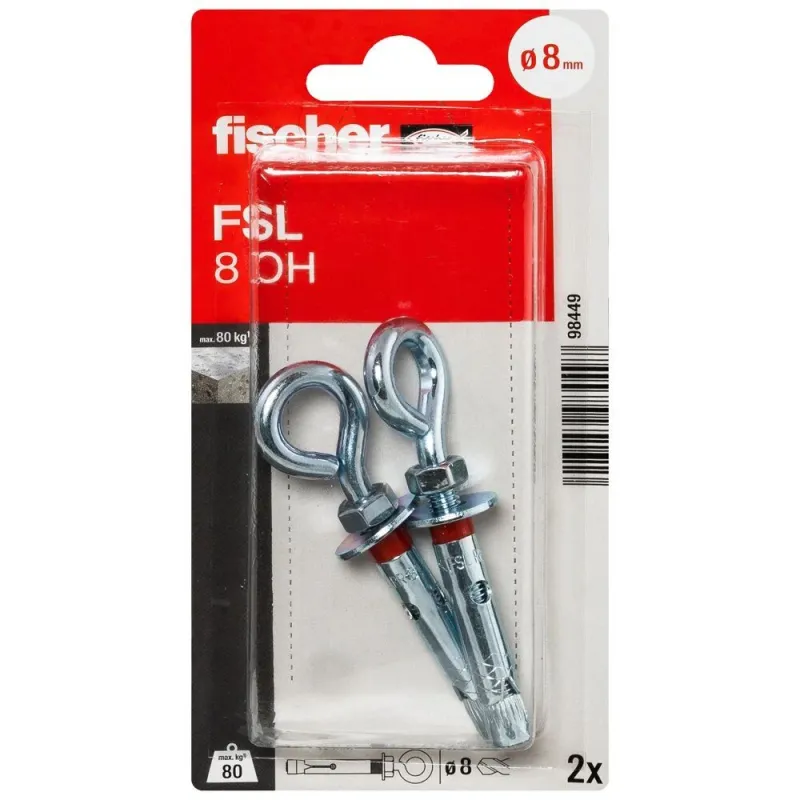 Fischer anchor with O-shaped hook FSL 8 OH 2pcs.