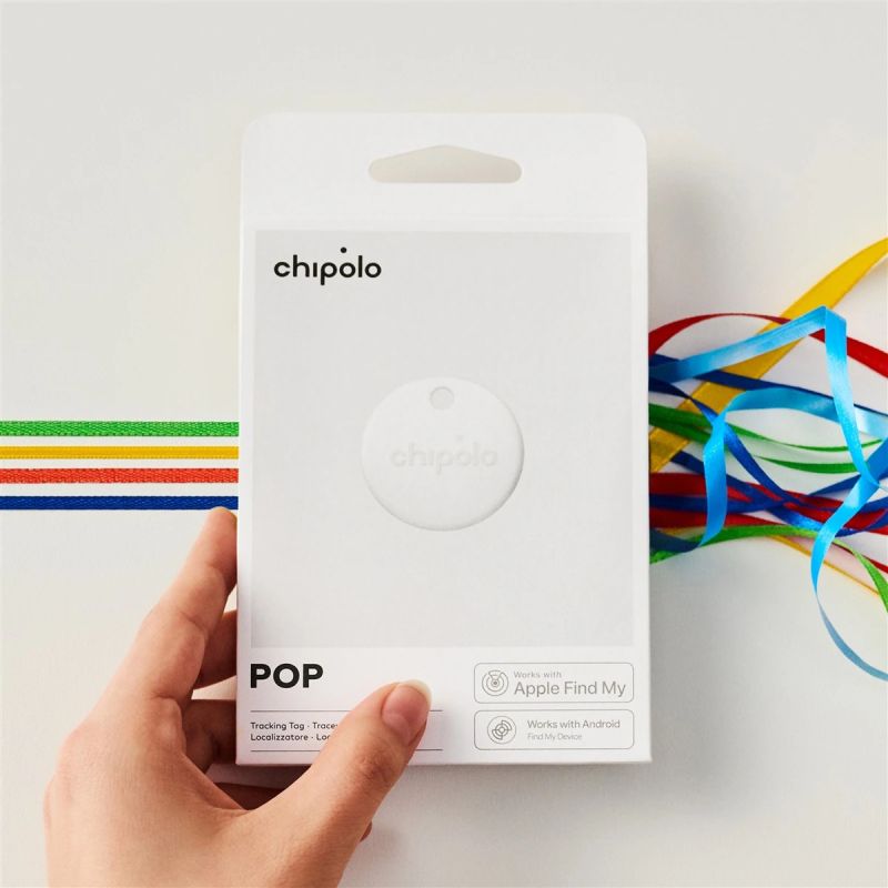 Chipolo POP – Bluetooth Tracker with Replaceable Battery for iOS & Android, White