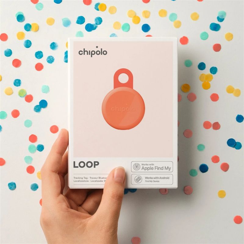 Chipolo LOOP – Rechargeable Bluetooth Tracker with Silicone Loop for iOS & Android, Coral