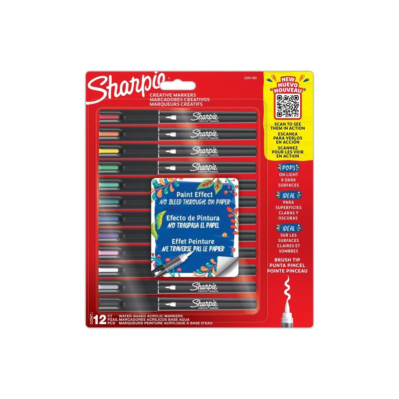 Akrila radošie marķieri, uz ūdens bāzes, 12 gab., SHARPIE