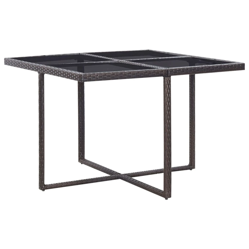 vidaXL 9-daļīgs dārza mēbeļu komplekts ar matračiem, PE pinums, brūns