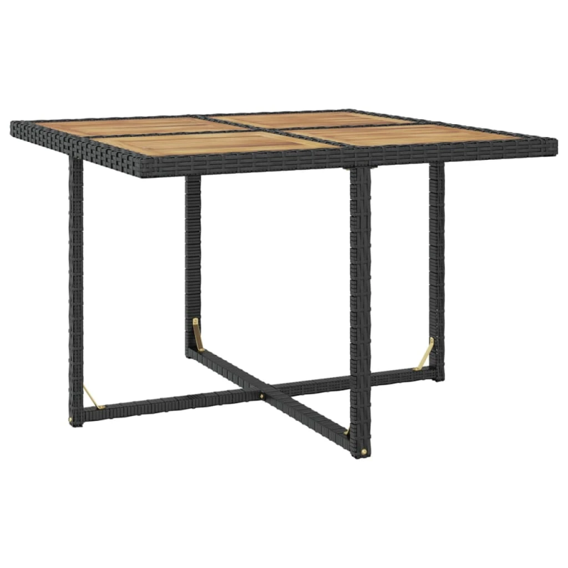 vidaXL 9-daļīgs dārza mēbeļu komplekts, PE, akācijas masīvkoks, melns