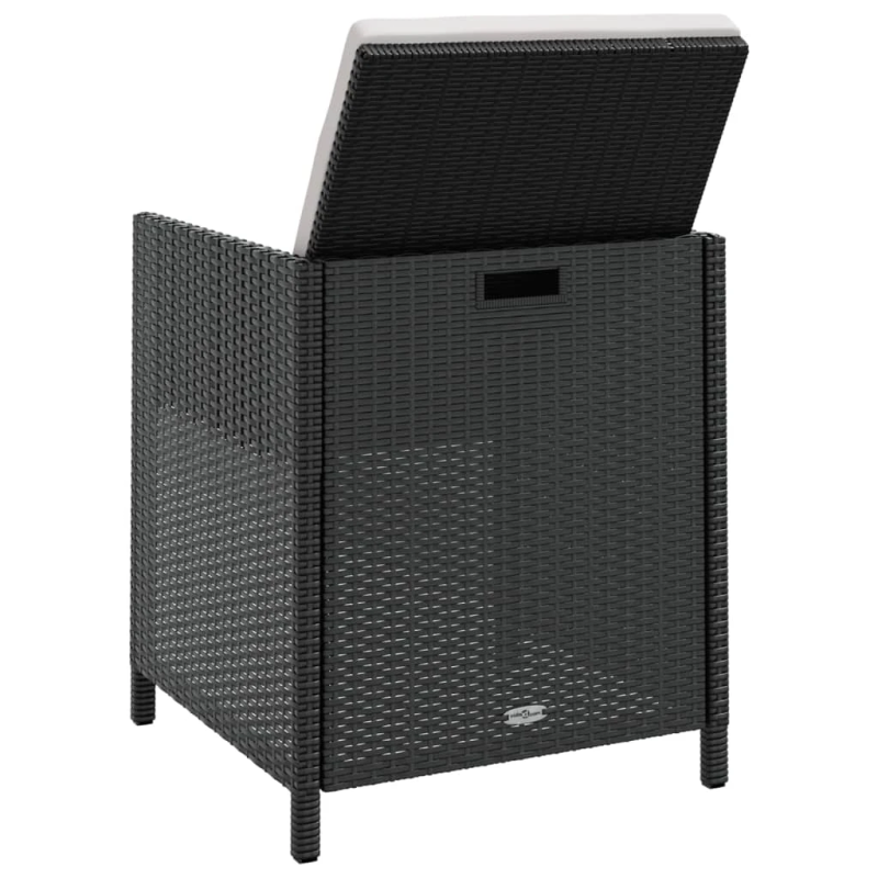 vidaXL 9-daļīgs dārza mēbeļu komplekts, PE, akācijas masīvkoks, melns