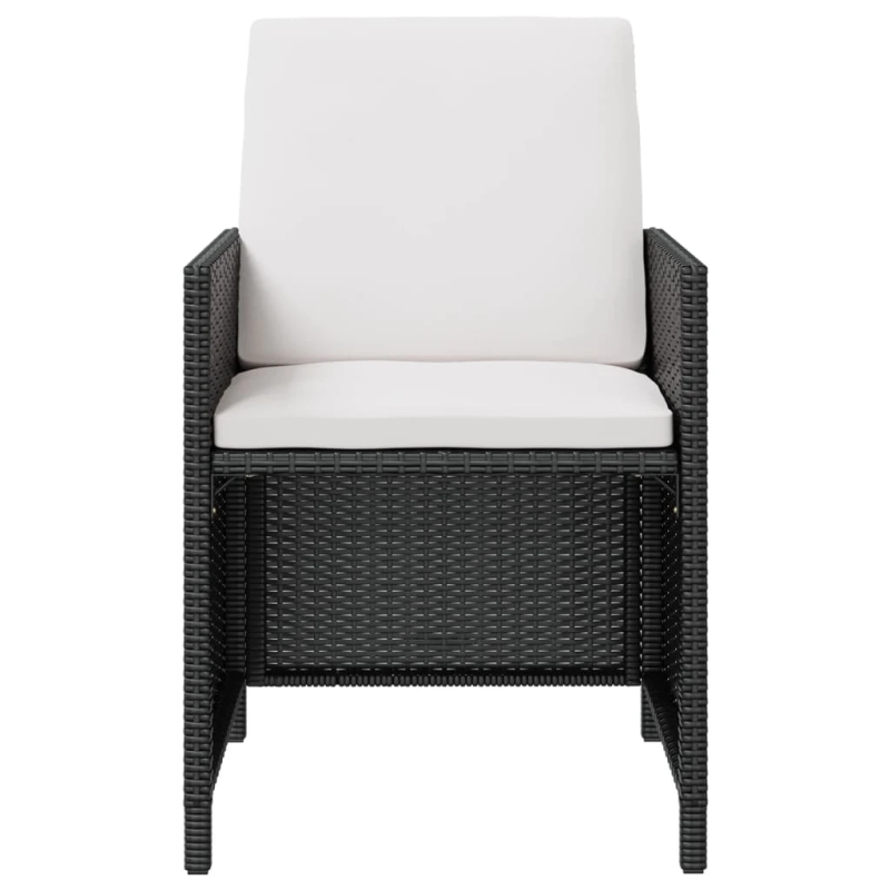 vidaXL 9-daļīgs dārza mēbeļu komplekts, PE, akācijas masīvkoks, melns