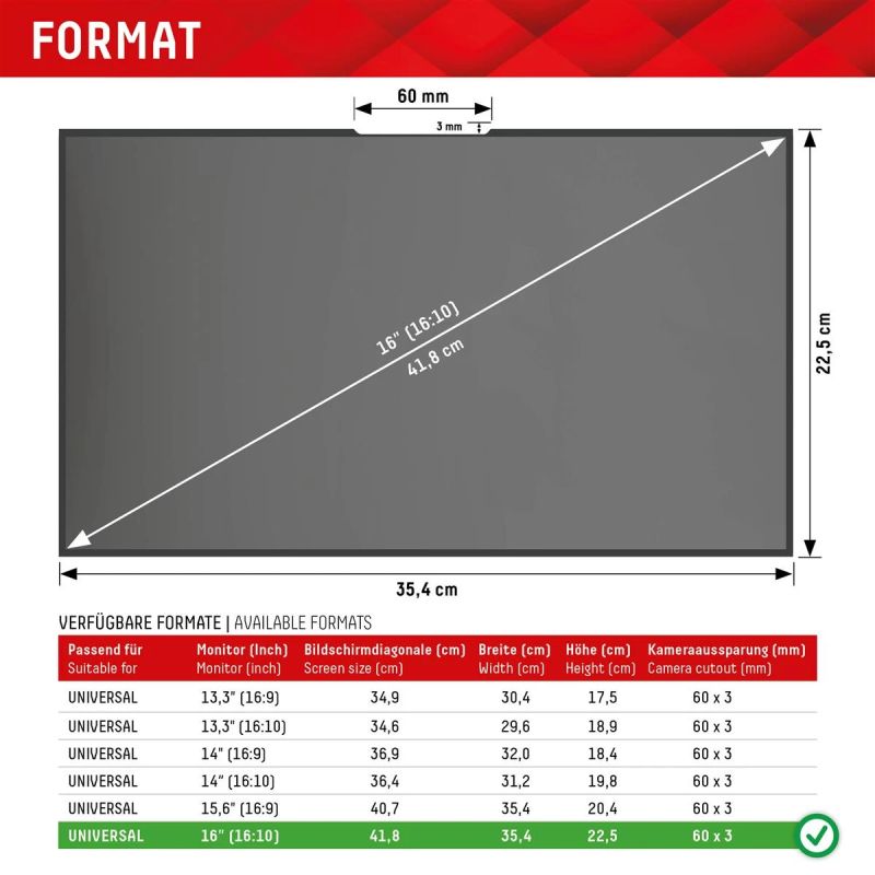 DISPLEX Privacy Safe Uni ,Frameless, 16, 16:10