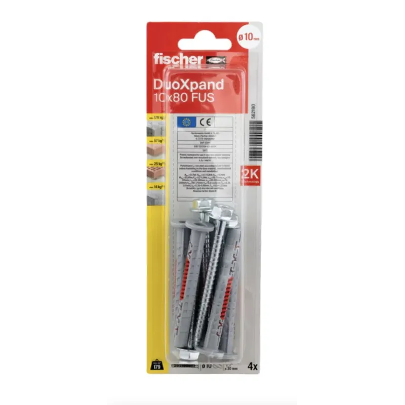 DuoXpand skrūve un kontaktdakša 10x80 FUS, 4 gab.