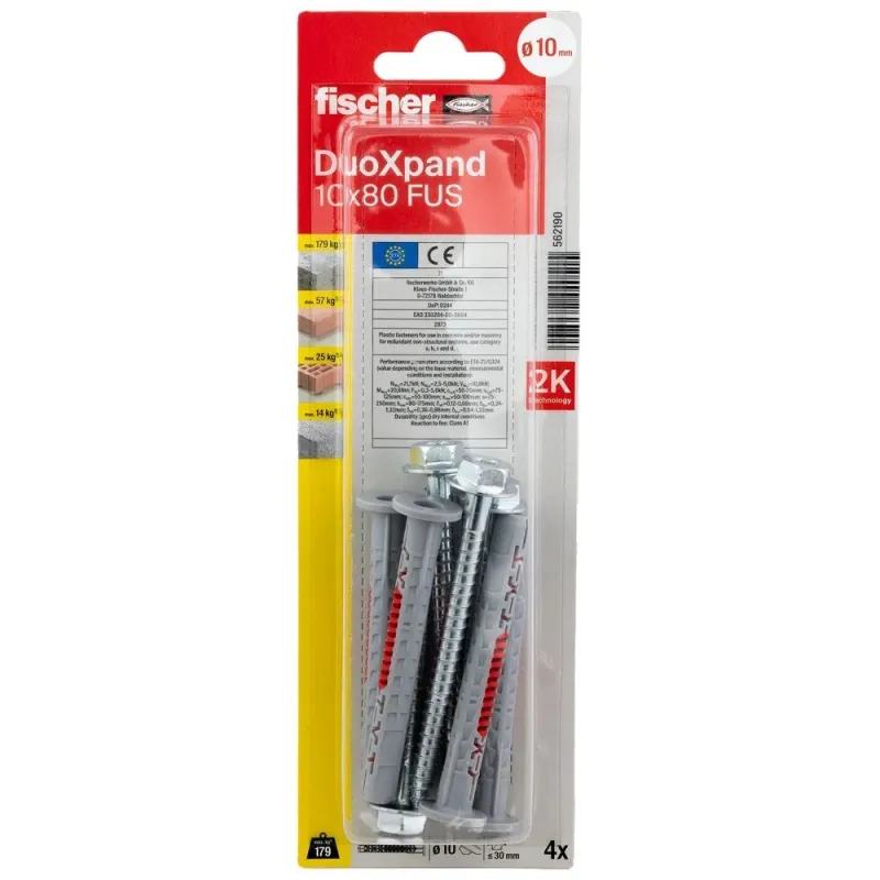 DuoXpand skrūve un kontaktdakša 10x80 FUS, 4 gab.