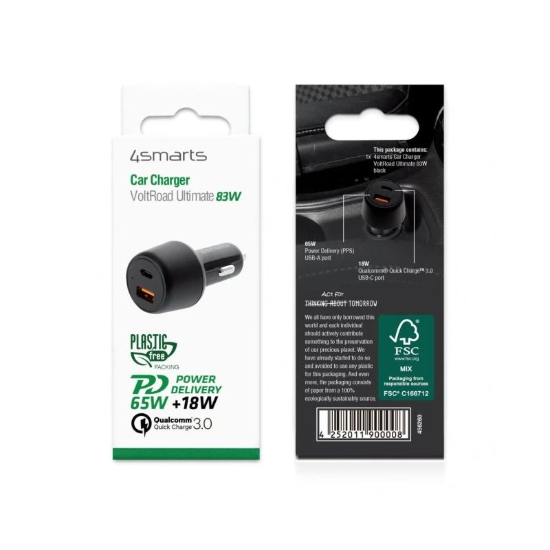 Car Charger VoltRoad Ultimate 83W with PD and QC black