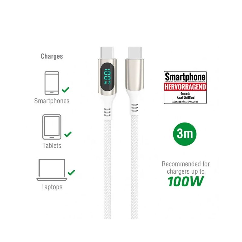 USB-C Cable DigitCord 100W 3m white