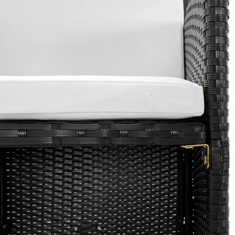 vidaXL 9-daļīgs dārza mēbeļu komplekts ar matračiem, PE pinums, melns