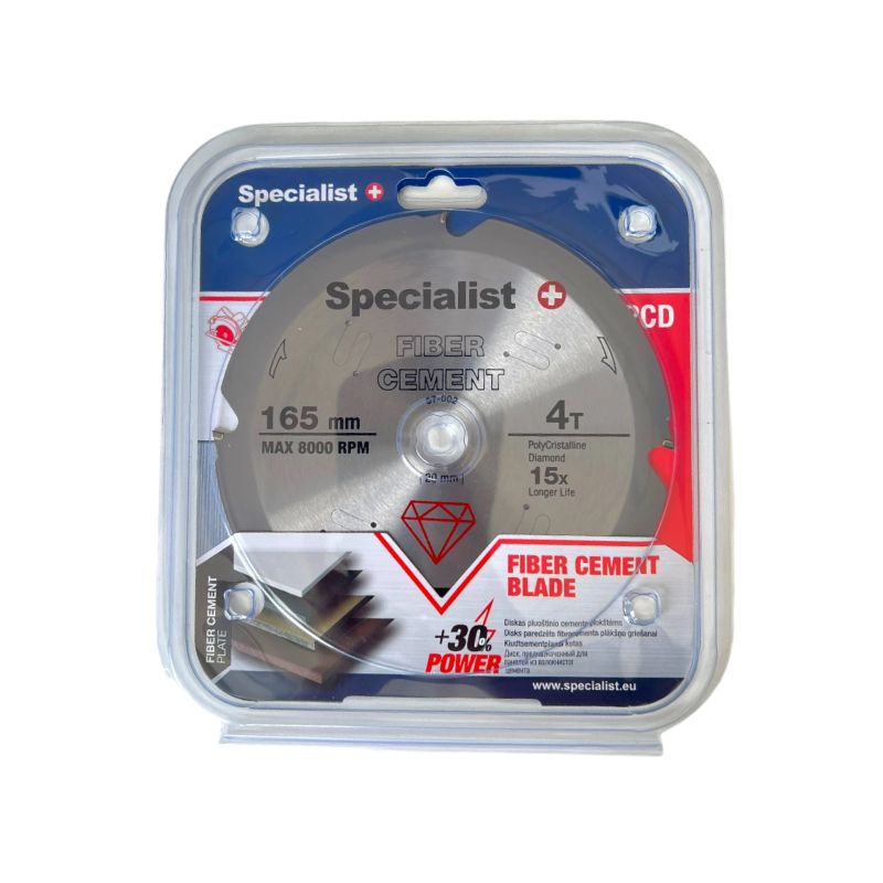 SPECIALIST+ griešanas disks šķiedru cementam, 4T 165 x 20 mm