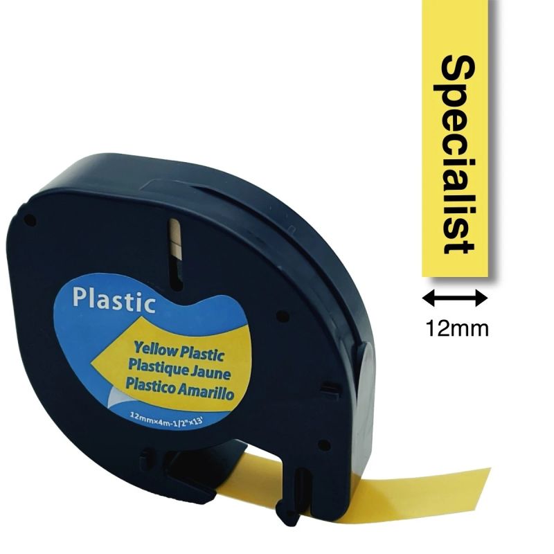 SPECIALIST+ lenta LETRATAG komp., 12 mm, melna - dzeltena
