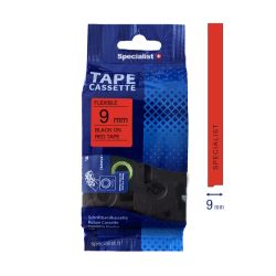 SPECIALIST+ kleepkirjalint FLEXIBLE, 9 mm, must-punane