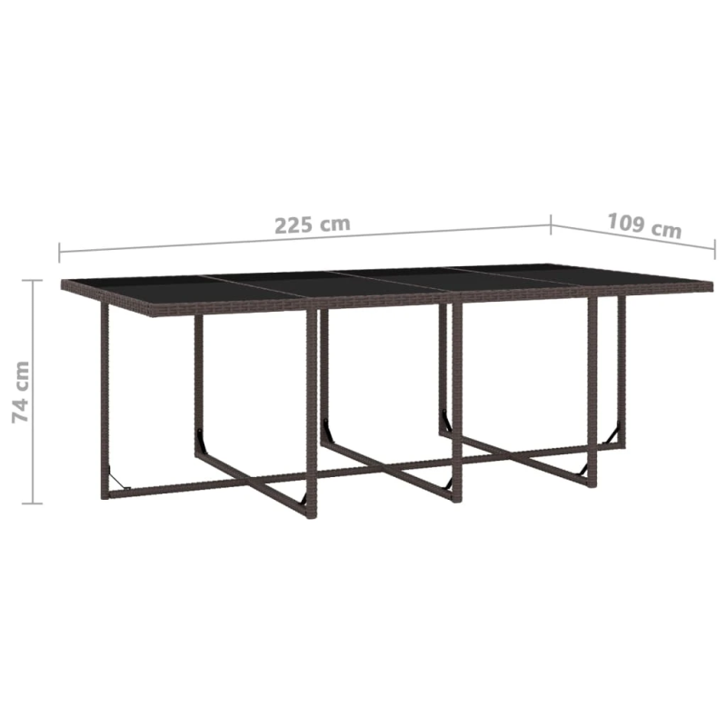 vidaXL 13-daļīgs dārza mēbeļu komplekts ar matračiem, PE pinums, brūns