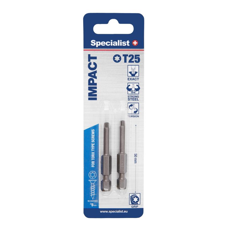 SPECIALIST+ uzgalis TORX GRIP T25, 50 mm, 2 gab.