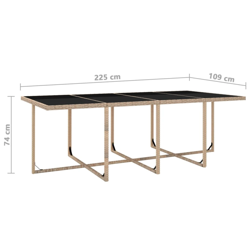 vidaXL 13-daļīgs dārza mēbeļu komplekts ar matračiem, PE pinums, bēšs