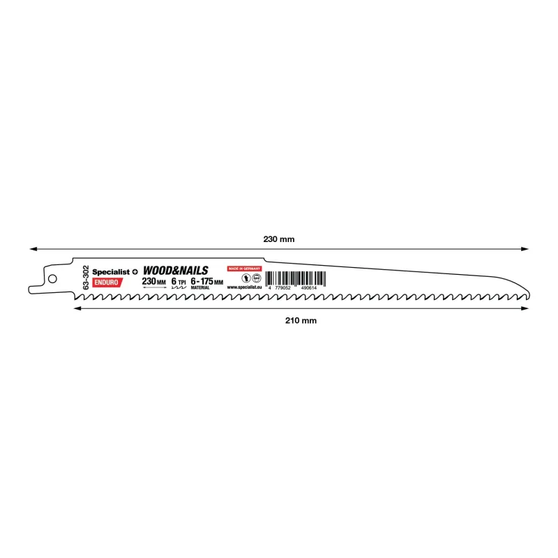 SPECIALIST+ taisnais zāģis kokam ar naglām, 230 mm, 6TPI