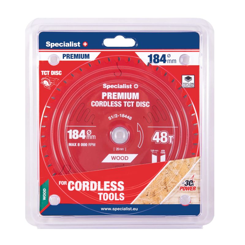 Griešanas disks 184x48Tx20-16mm, Cordless PREMIUM, SPECIALIST+