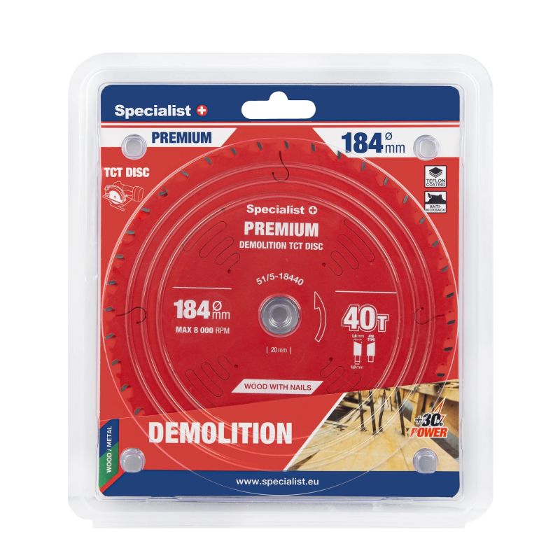 Griešanas disks 184x24Tx20-16mm, Demolition PREMIUM, SPECIALIST+