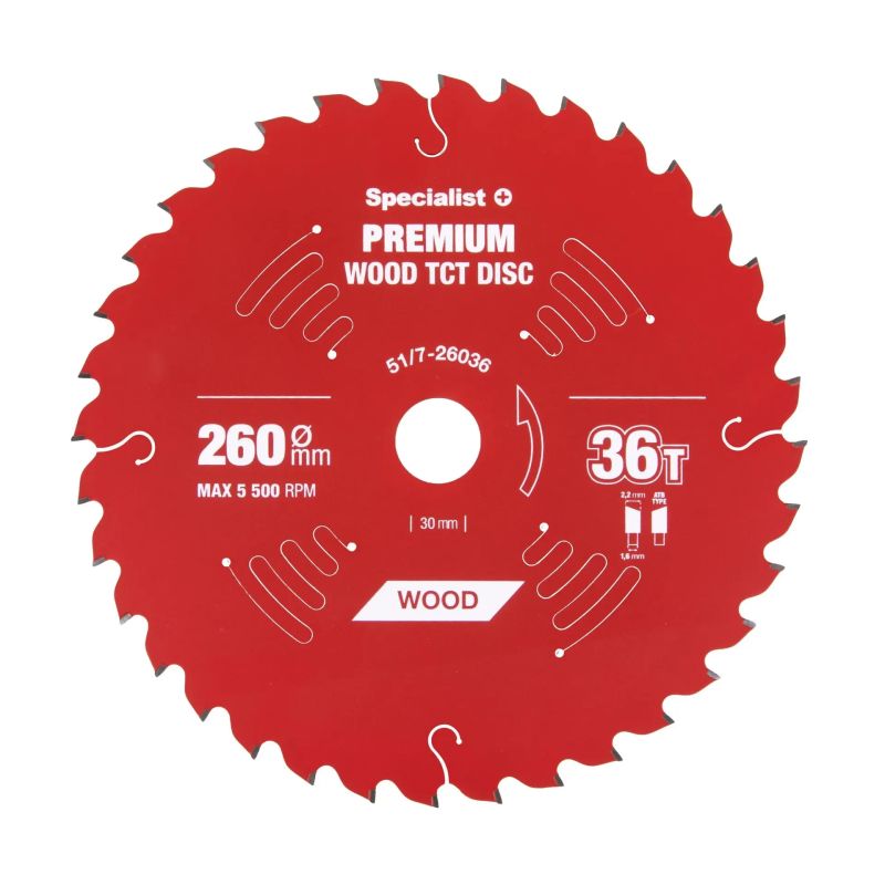 Griešanas disks 260x36Tx30mm, Wood PREMIUM, SPECIALIST+