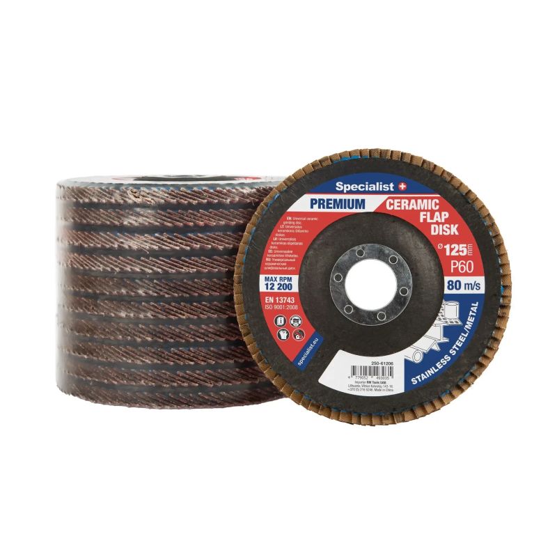 Atlokšņu slīpēšanas disks 125 mm, P60, Keramiskais PREMIUM, SPECIALIST+