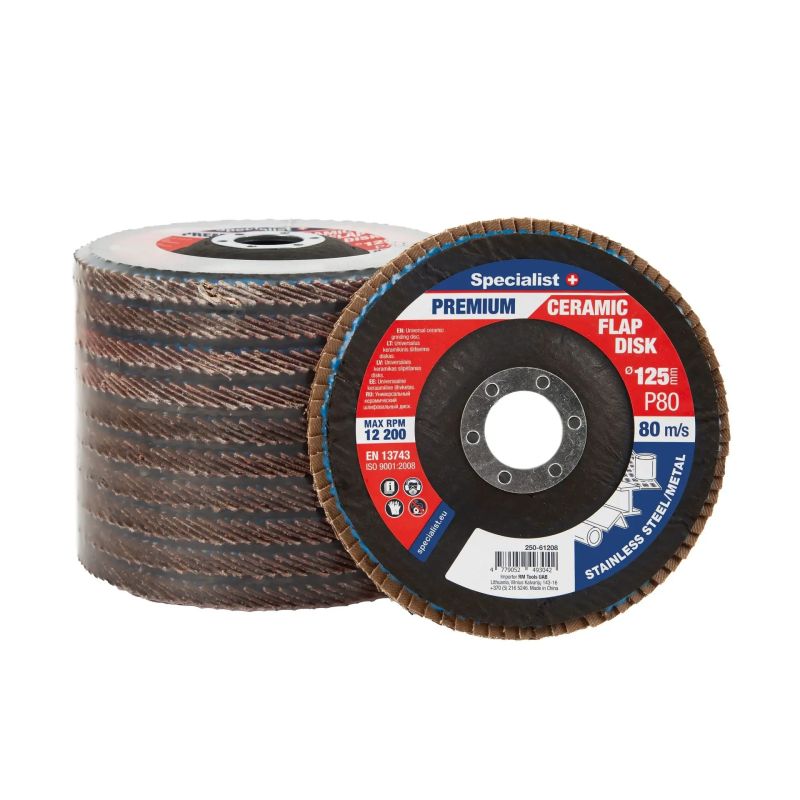 Atlokšņu slīpēšanas disks 125 mm, P80, Keramiskais PREMIUM, SPECIALIST+