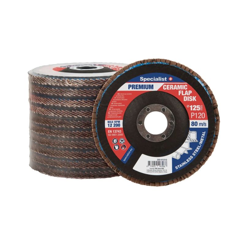 Atlokšņu slīpēšanas disks 125 mm, P120, Keramiskais PREMIUM, SPECIALIST+