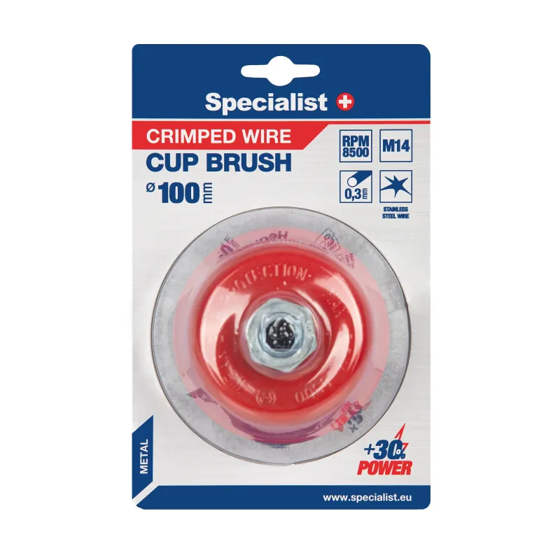 Stiepļu birstes kauss ar taisnu stiepli, 100 mm, M14, SPECIALIST+