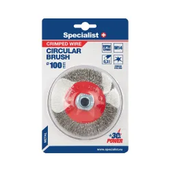 Wire brush wheel, straight wire, 100 mm, M14, SPECIALIST+