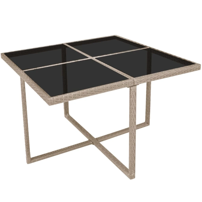 vidaXL 9-daļīgs dārza mēbeļu komplekts ar matračiem, PE pinums, bēšs