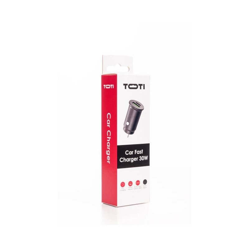 SEEK TOTI 30W Type-C + USB A Car Fast Charger, Black