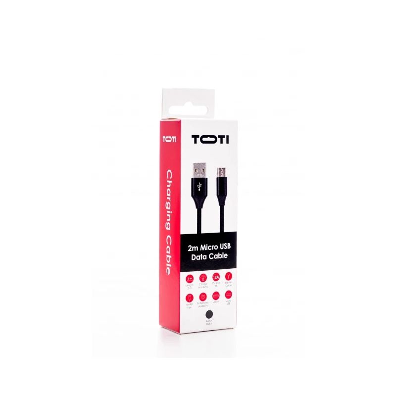 SEEK TOTI USB A to Micro USB, 2m Braided cable 2A, Black