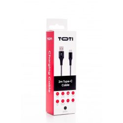 SEEK TOTI USB A to Type-C, 2m Braided Cable 2A, Black-Space grey