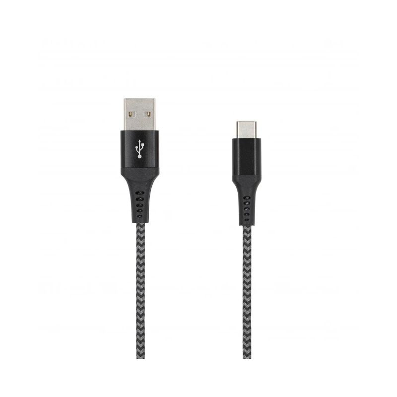 SEEK TOTI USB A to Type-C, 2m Braided Cable 2A, Black-Space grey