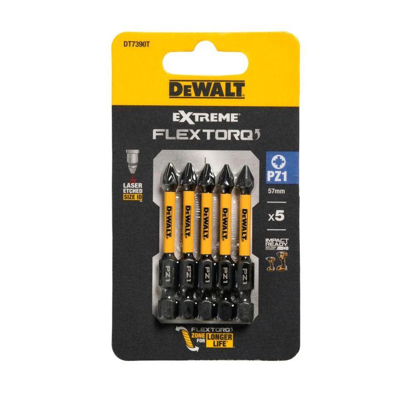 FLEXTORQ Screwdriver Bits PZ1, 57 mm, DeWALT, 5 pcs.